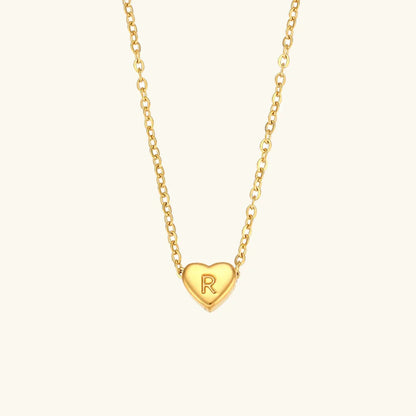 Gold Initial Heart Necklace