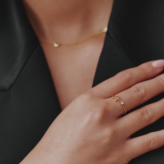 Personalised Gold Letter Ring (Adjustable)
