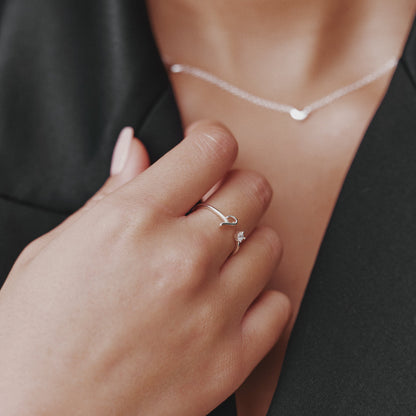 Personalised Silver Initial Ring (Adjustable)