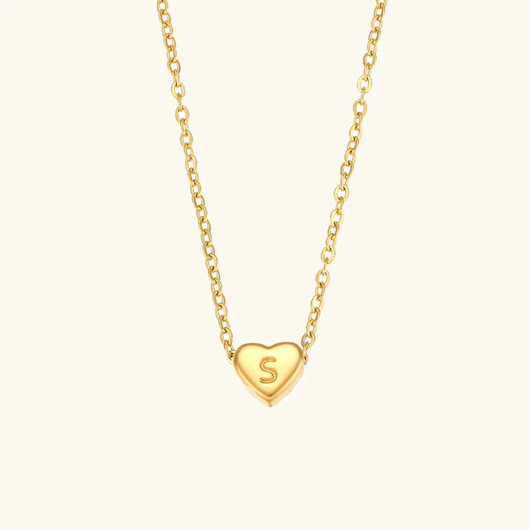 Gold Initial Heart Necklace