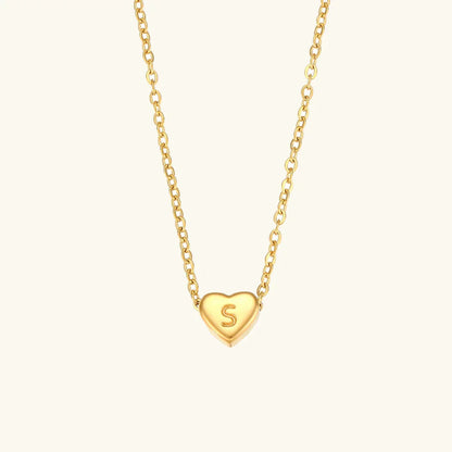 Gold Initial Heart Necklace