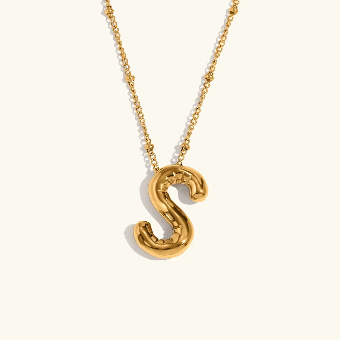 Gold Balloon Initial Necklace