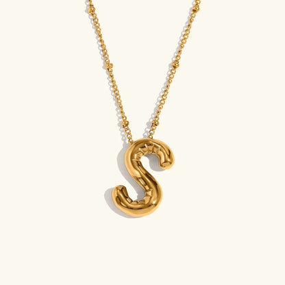 Gold Balloon Initial Necklace