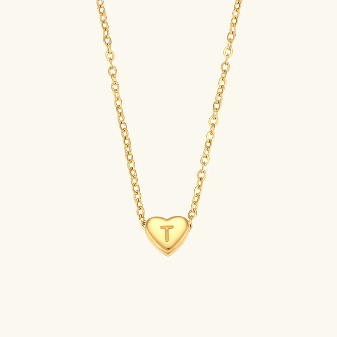 Gold Initial Heart Necklace
