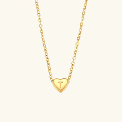 Gold Initial Heart Necklace