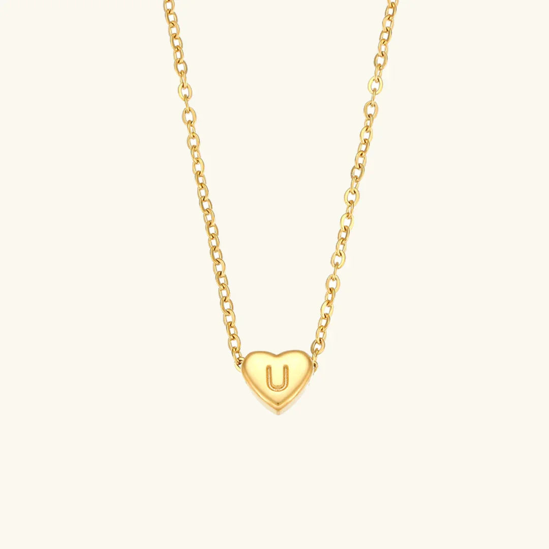 Gold Initial Heart Necklace