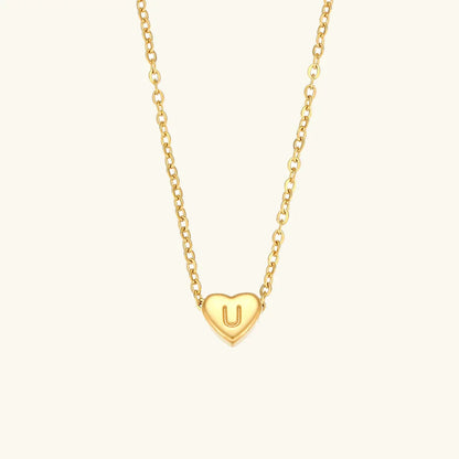 Gold Initial Heart Necklace