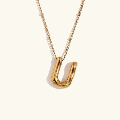 Gold Balloon Initial Necklace