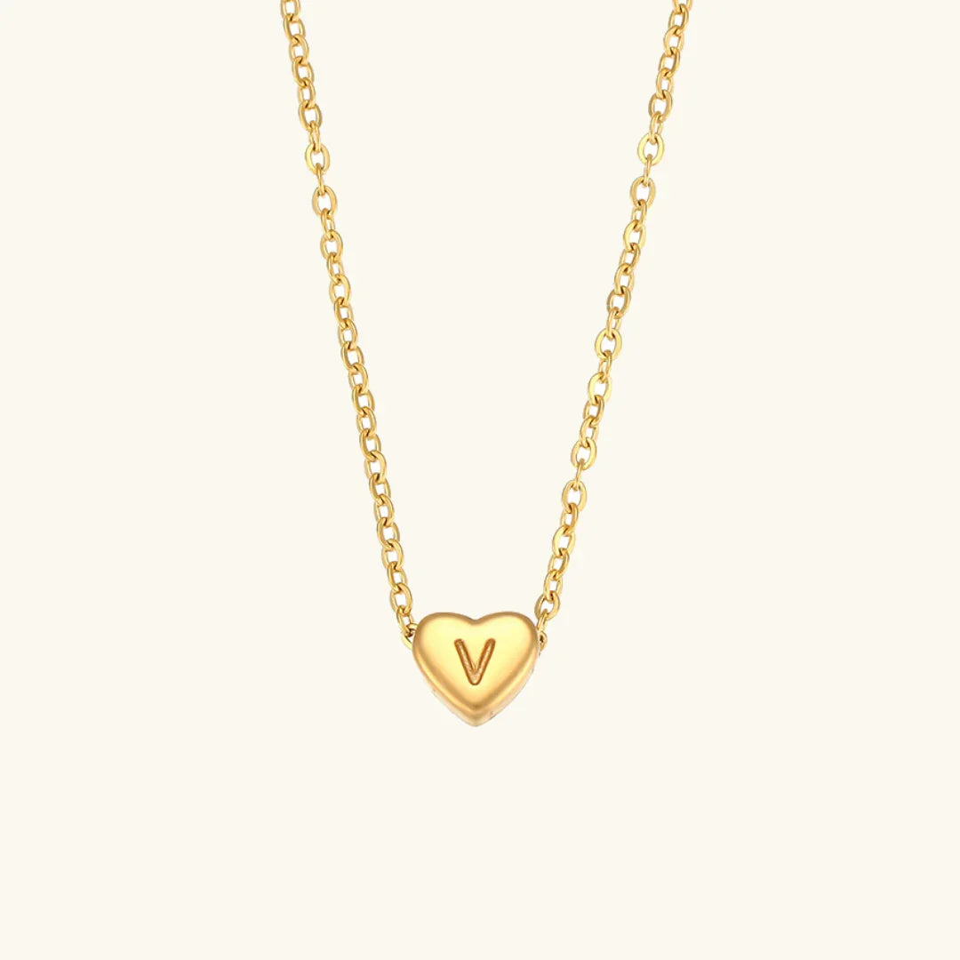 Gold Initial Heart Necklace