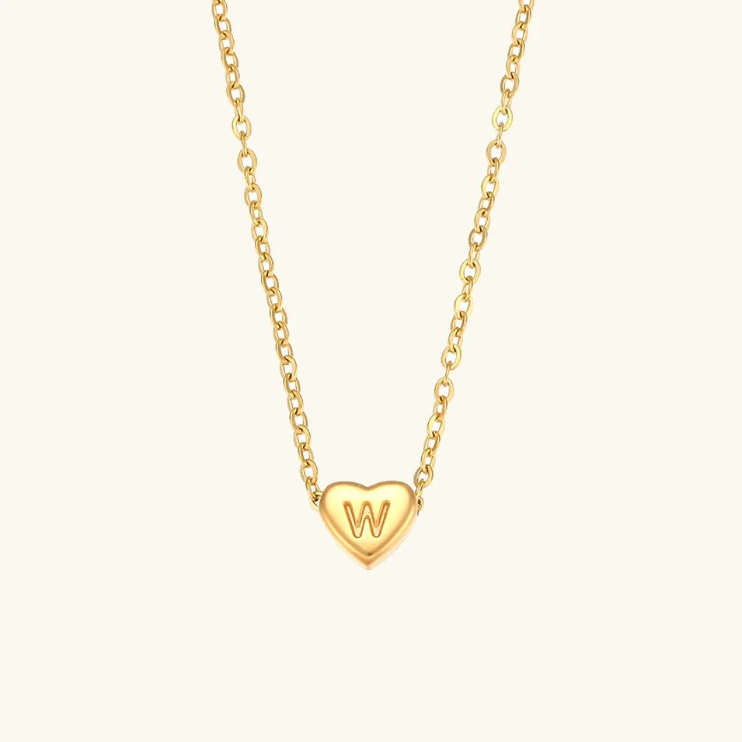 Gold Initial Heart Necklace