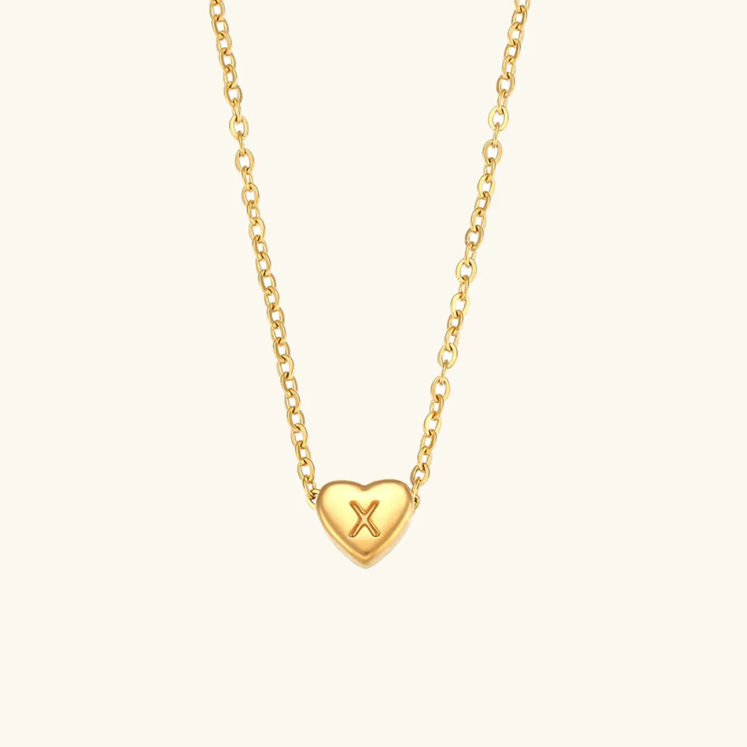 Gold Initial Heart Necklace