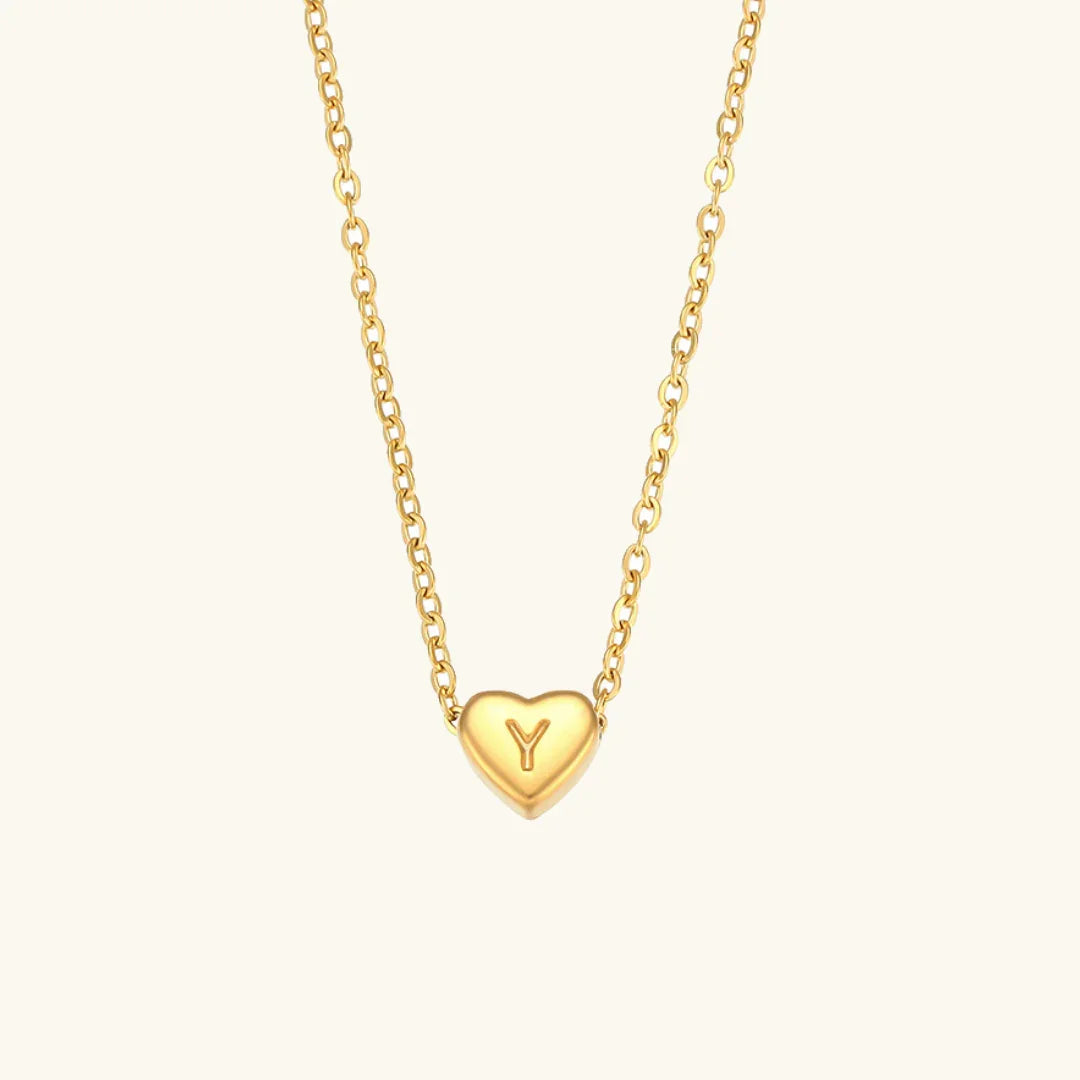 Gold Initial Heart Necklace