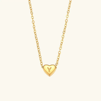 Gold Initial Heart Necklace