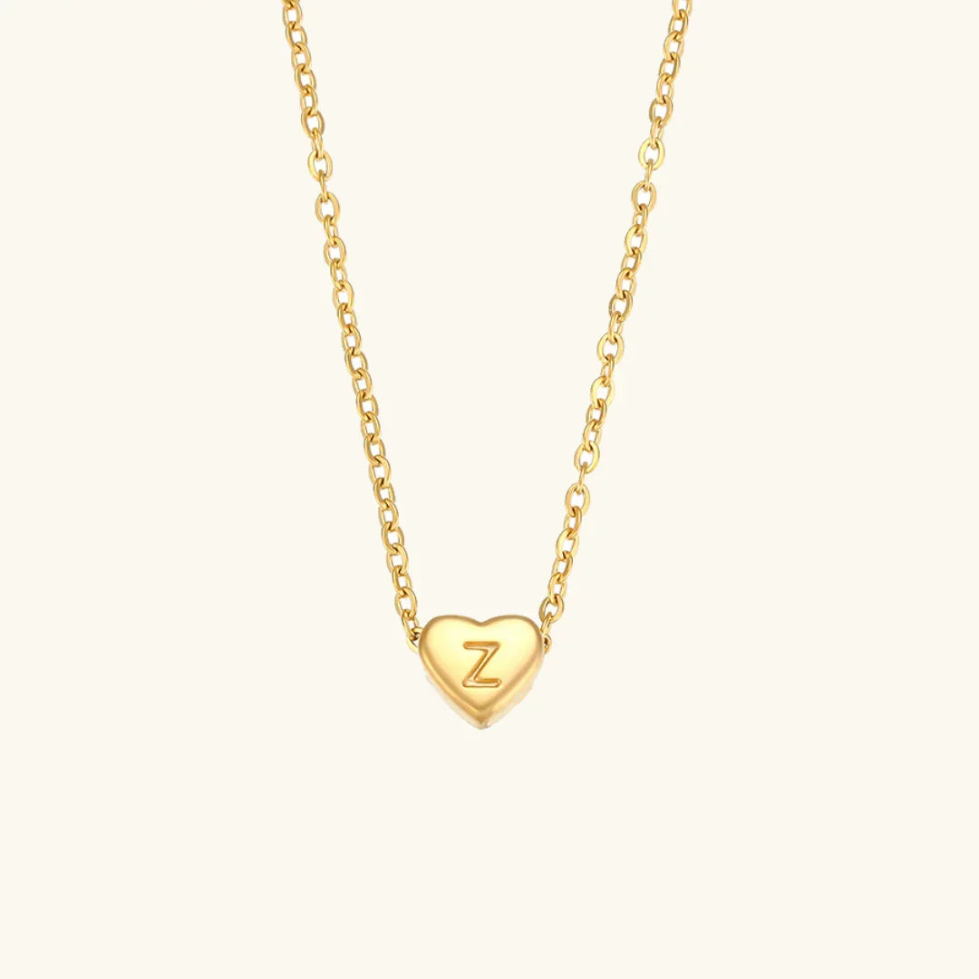 Gold Initial Heart Necklace