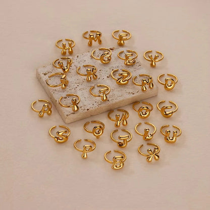 Personalised Gold Bubble Letter Ring (Adjustable)