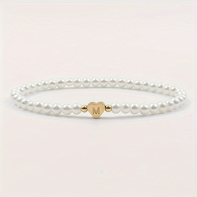 Elegant Heart Initial Bracelet