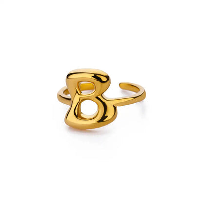Personalised Gold Bubble Letter Ring (Adjustable)