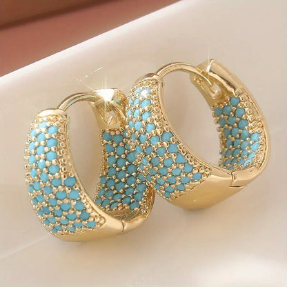 Turquoise Golden Hoop Earrings | Gold