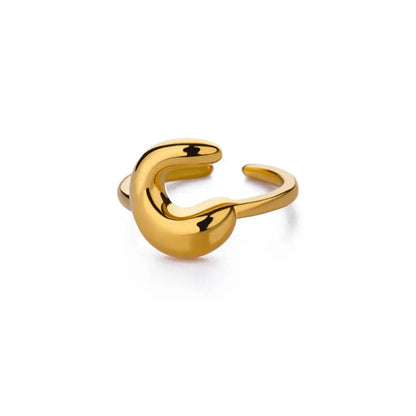 Personalised Gold Bubble Letter Ring (Adjustable)