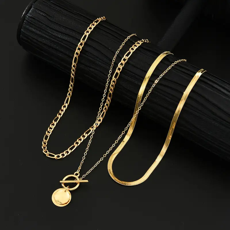 Savira Textured Coin Necklace | Gold