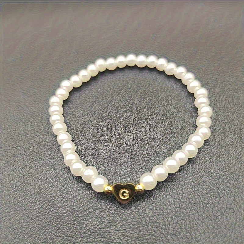 Elegant Heart Initial Bracelet