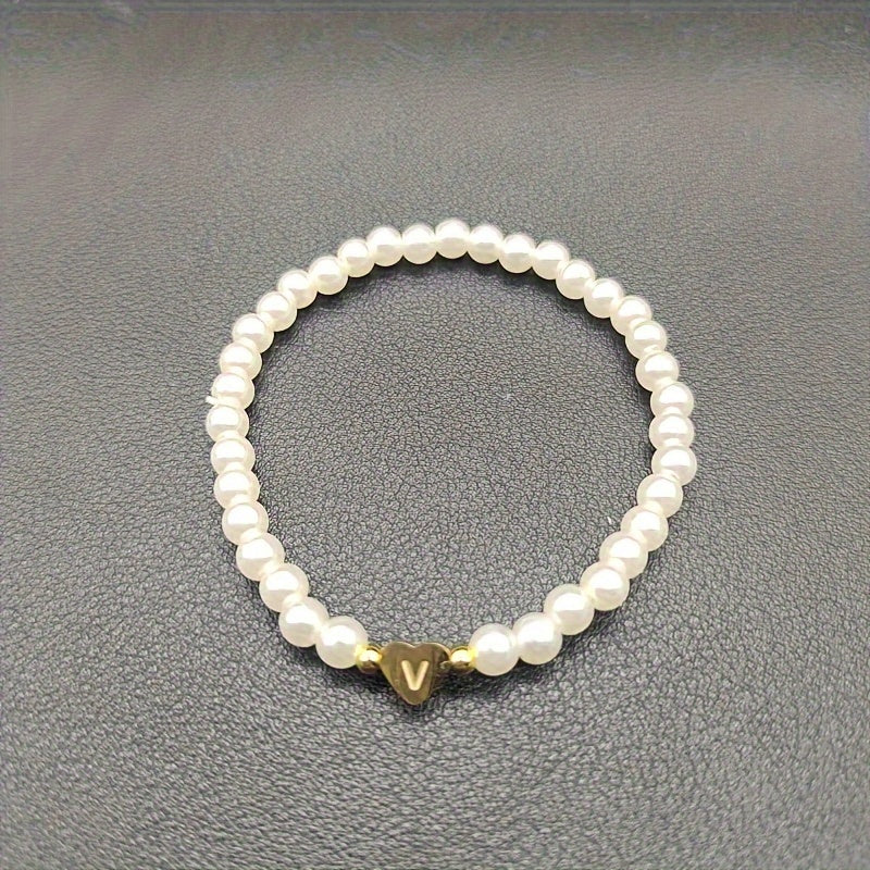 Elegant Heart Initial Bracelet
