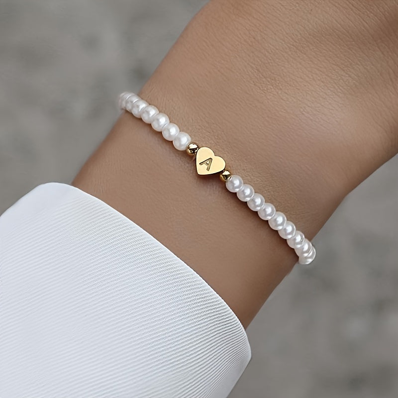Elegant Heart Initial Bracelet