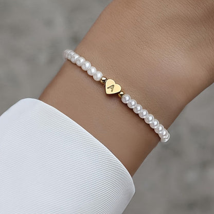 Elegant Heart Initial Bracelet