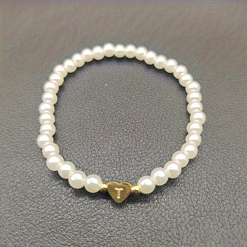 Elegant Heart Initial Bracelet