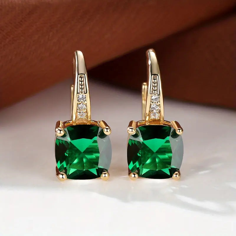 Mystic Stone Golden Hoop Earrings