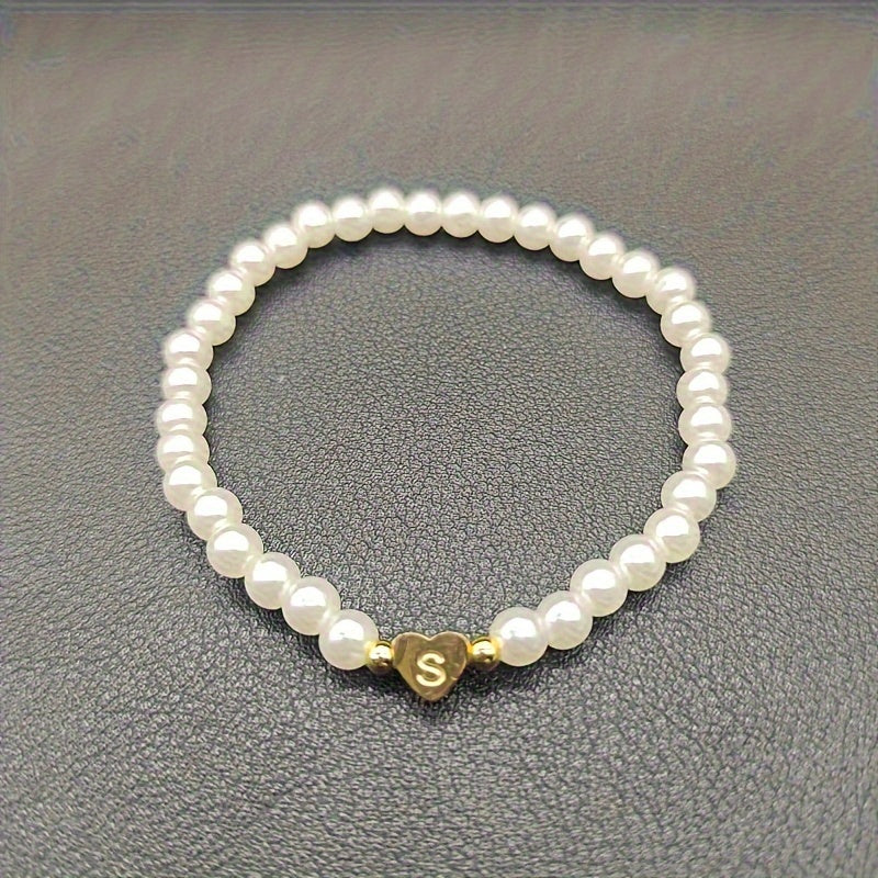 Elegant Heart Initial Bracelet