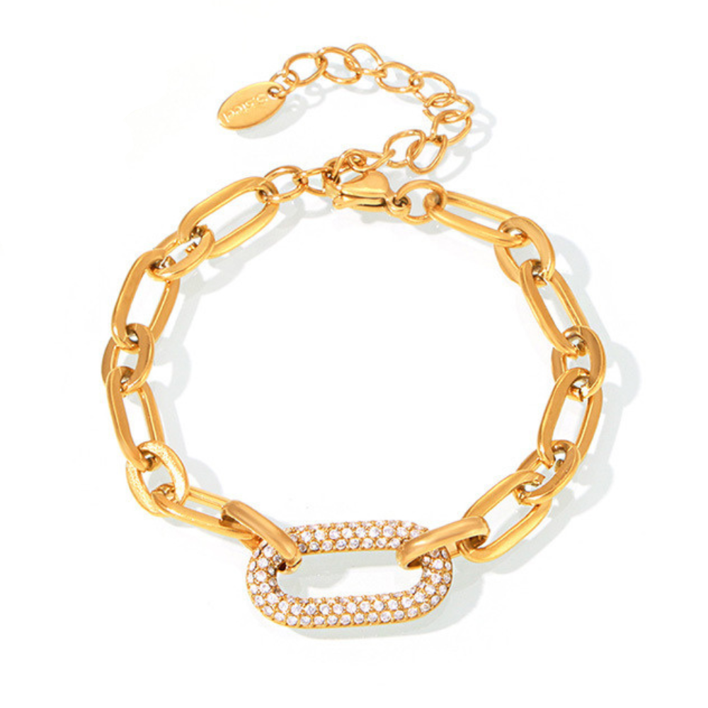 Pavé Link Chain Jewellery Set | Gold