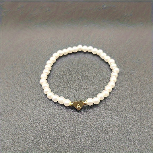Elegant Heart Initial Bracelet