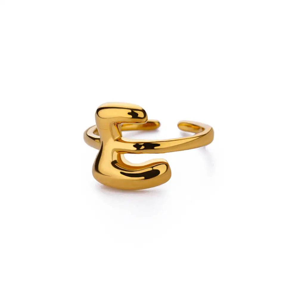 Personalised Gold Bubble Letter Ring (Adjustable)