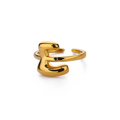 Personalised Gold Bubble Letter Ring (Adjustable)