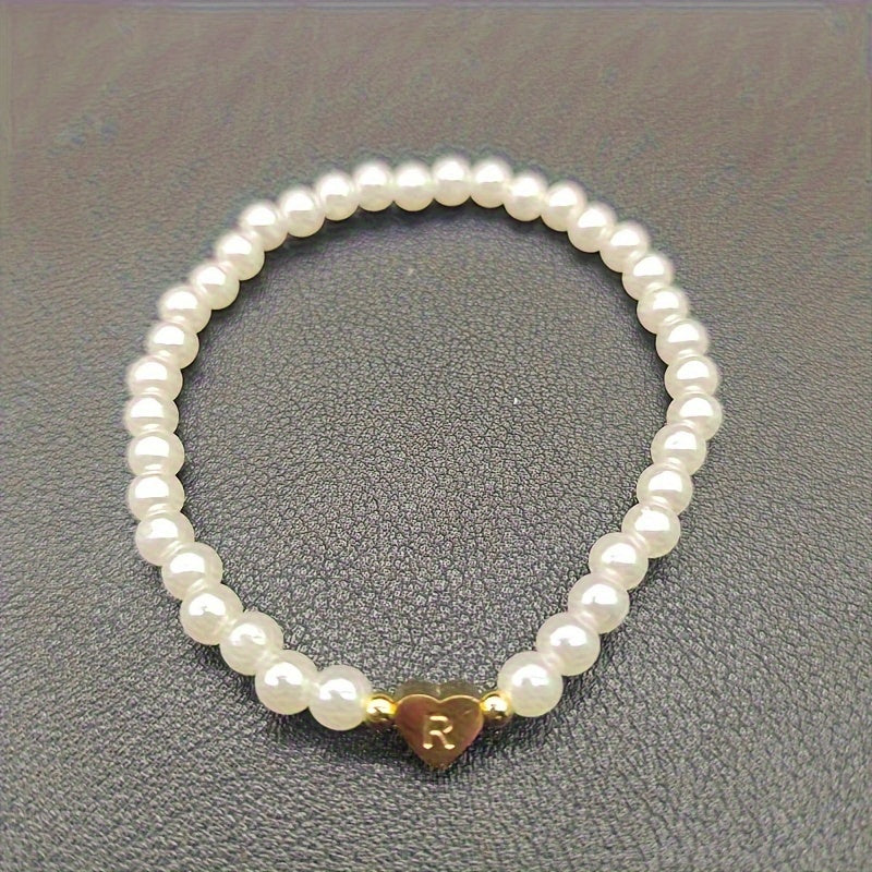Elegant Heart Initial Bracelet