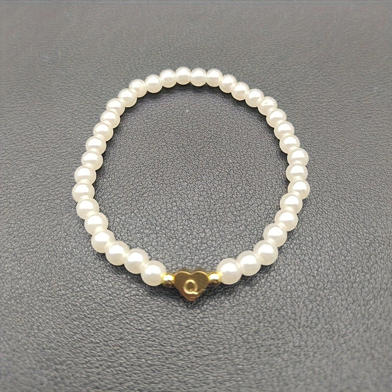Elegant Heart Initial Bracelet