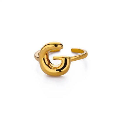 Personalised Gold Bubble Letter Ring (Adjustable)