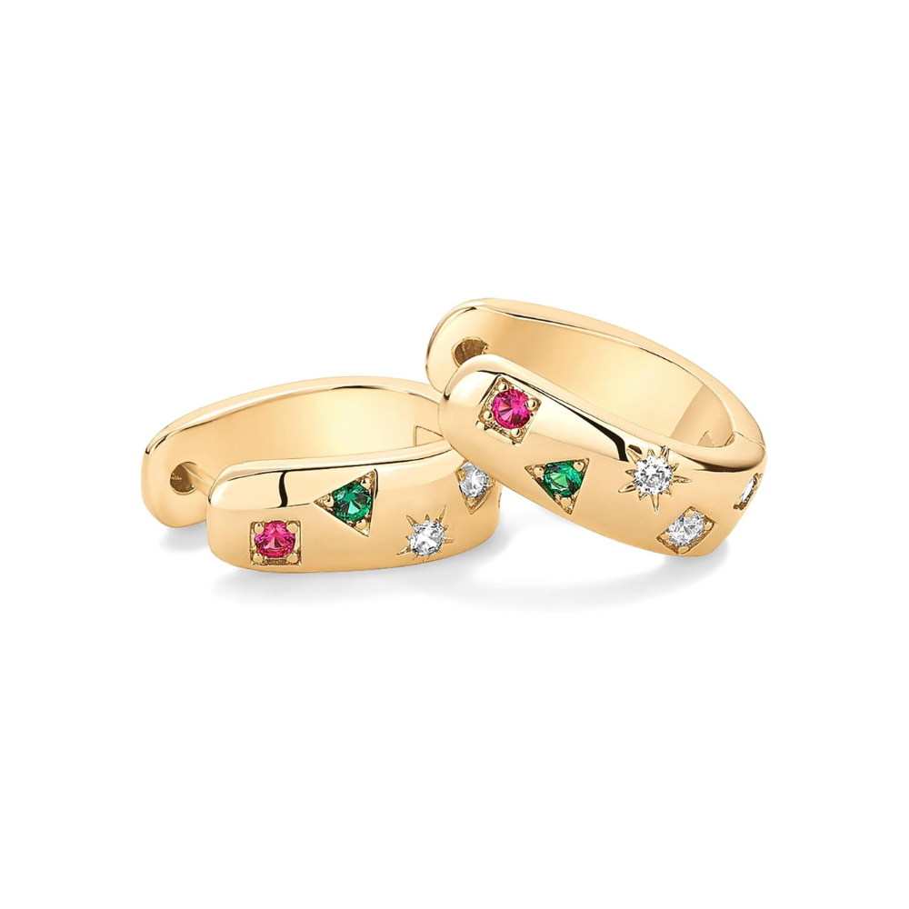 Coloured Wave Golden Hoop Earrings | Gold