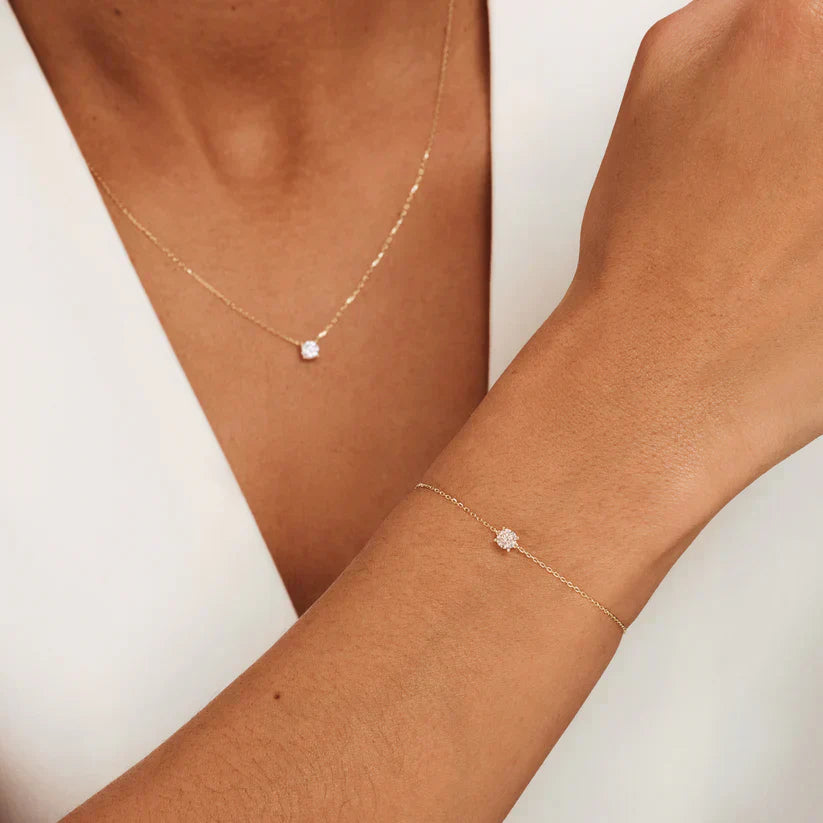 Moissanite Stone Necklace & Bracelet Set | Gold