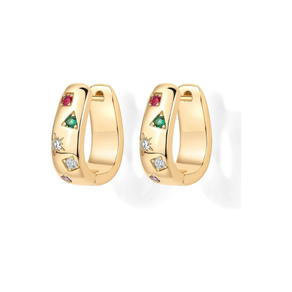 Coloured Wave Golden Hoop Earrings | Gold