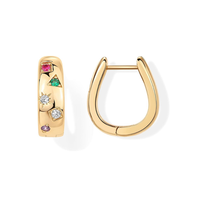 Coloured Wave Golden Hoop Earrings | Gold
