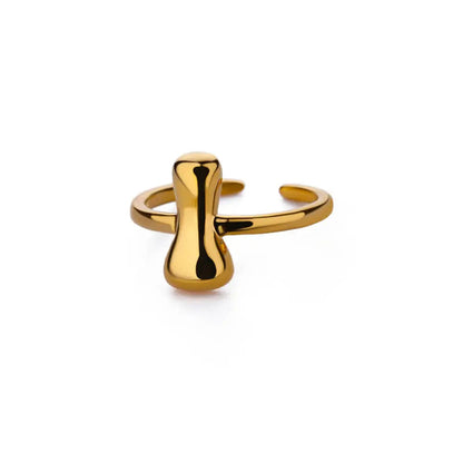 Personalised Gold Bubble Letter Ring (Adjustable)