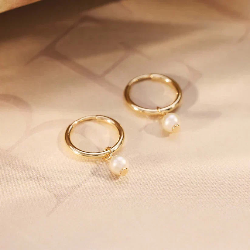 Suspended Pearl Earrings | Gold