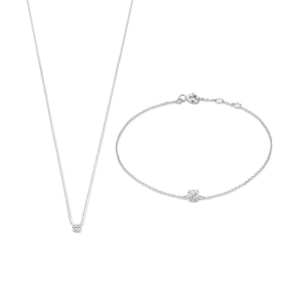 Moissanite Stone Necklace & Bracelet Set | Gold