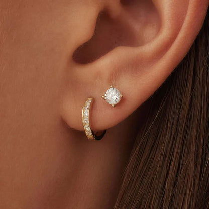 Light Blue Stone Earrings Set | Gold