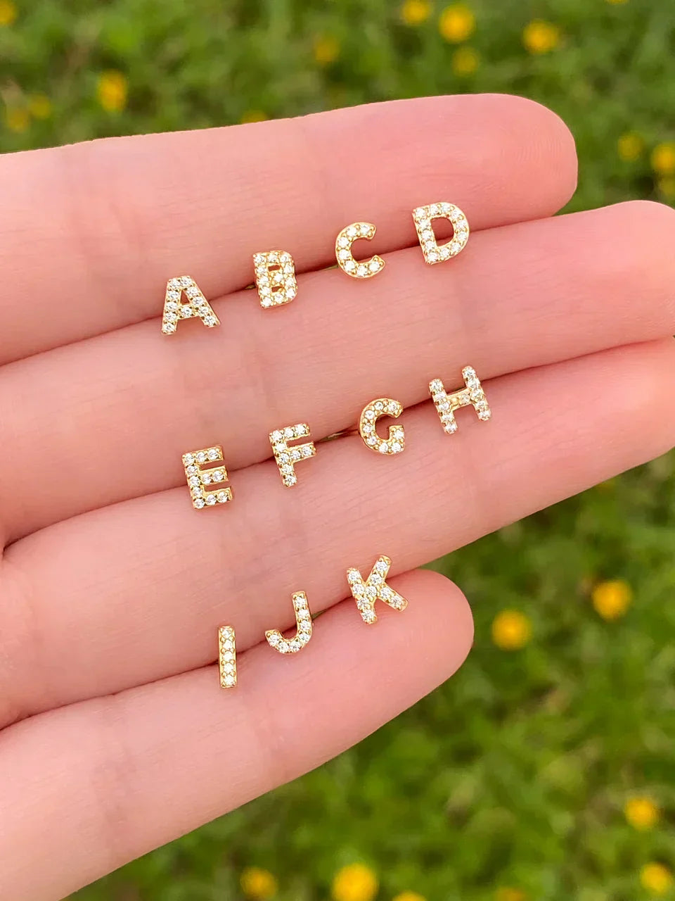 White Gold Initial Earrings