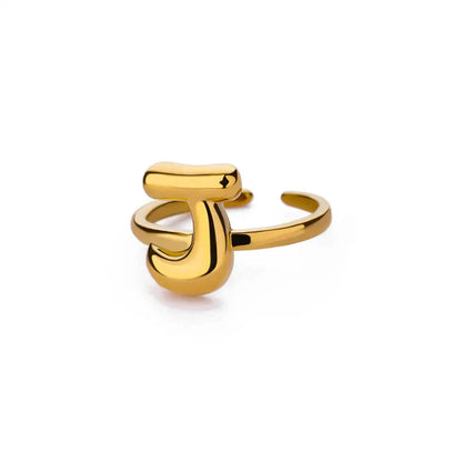 Personalised Gold Bubble Letter Ring (Adjustable)