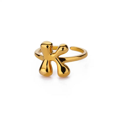 Personalised Gold Bubble Letter Ring (Adjustable)