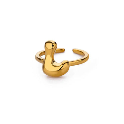 Personalised Gold Bubble Letter Ring (Adjustable)